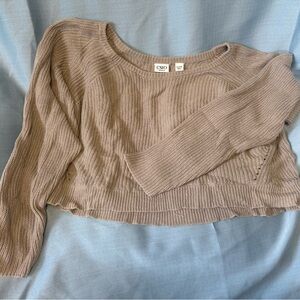 Cato Cropped Crew Neck Sweater with Ribbed Knit Texture